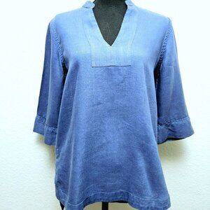 Ann Taylor Linen Casual Tunic / Shirt 3/4 Length Sleeves V Neck Linen Size PS